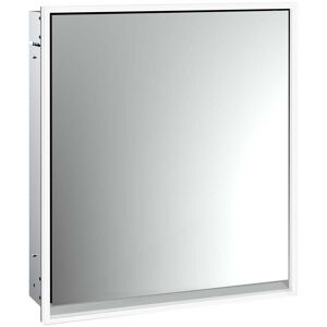 Armoire a miroir eclairee a encastrer Emco Loft 979805103 600x733mm, LED tout autour, 1 porte, charniere a droite, aluminium/miroir