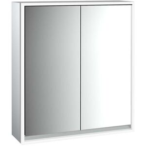 Armoire a miroir eclairee en saillie Emco Loft 979805104 600x733mm, LED tout autour, 2 portes, aluminium/miroir