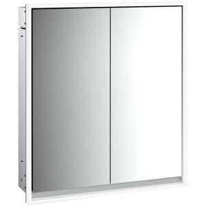 Armoire a miroir eclairee a encastrer Emco Loft 979805105 600x733mm, LED tout autour, 2 portes, aluminium/miroir