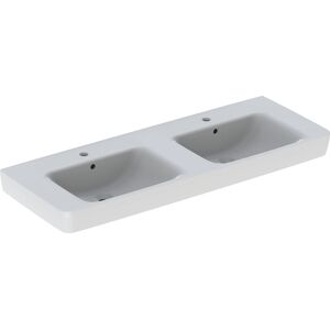 Geberit Renova Plan double vasque 501710001 130x48cm, trou robinet central, avec trop-plein, blanc - Publicité