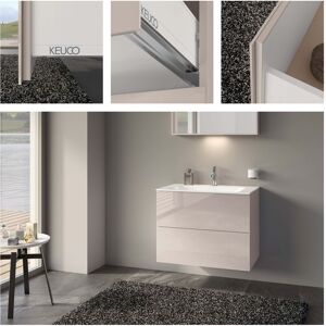 Keuco X-Line meuble sous-lavabo 33163180000 decor cachemire mat, verre cachemire clair, 80x60,5x49cm, 2 tiroirs avant