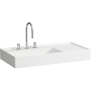 LAUFEN Kartell lavabo 8103384001111, 90x46cm, blanc LCC, etagere a droite, 2000 trou de coulee, le saphir ceramique