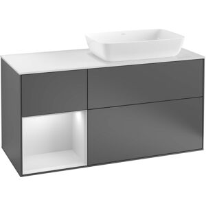 Villeroy und Boch Villeroy et Boch Finion Villeroy et Boch G802MTHG 120cm, plaque de recouvrement noire mate, Emotion, etageres Blue Matt Lacquer blanc mat, Midnight Blue Matt Lacquer