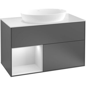 Villeroy und Boch Villeroy et Boch Finion Villeroy et Boch G892MTHG 100cm, plaque de recouvrement noire mate, Emotion, etageres Blue Matt Lacquer blanc mat, Midnight Blue Matt Lacquer