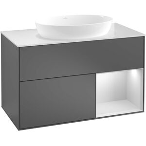 Villeroy und Boch Villeroy et Boch Finion Villeroy et Boch G902PDHG 100cm, plaque de recouvrement noire mate, Emotion, etageres Blue Matt Lacquer noir mat, Midnight Blue Matt Lacquer