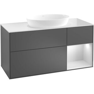 Villeroy und Boch Villeroy et Boch Finion Villeroy et Boch GA72MTHG 120cm, plaque de recouvrement noire mate, Emotion, etageres Blue Matt Lacquer blanc mat, Midnight Blue Matt Lacquer