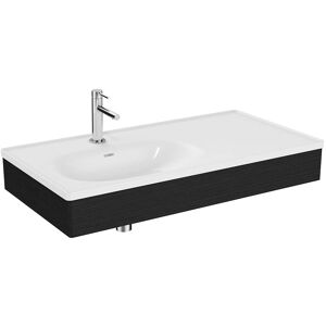Vitra Equal 64085 100x52cm, avec lavabo pour meuble asymetrique, blanc VC, avec panneau en bois structure chene noir