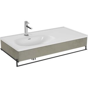 Vitra Equal 66041 102,5x52cm, avec lavabo pour meuble asymetrique, blanc VC, avec panneau en bois beton