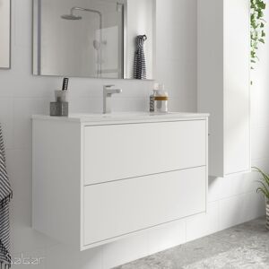 Salgar Meuble Salle De Bain Blanc Mat Et Lavabo 800 Optimus - Salgar 87819