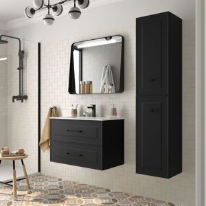 Meuble Salle De Bain Renoir 80cm 2 Tiroirs Black Velvet - Salgar 91306