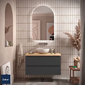 Salgar Meuble Salle De Bain Monterrey 100cm 2 Tiroirs Anthracite Mat - Salgar 96537