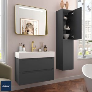 Meuble Salle Bain Monterrey 800 2 Tiroirs Metal.Anthracite Mat 797x540x450mm - Salgar 96535