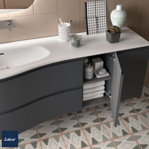 Meuble Salle Bain Mam 900 Droite, 2 Tiroirs Metal.Anthracite Mat 897x540x505mm - Salgar 96736