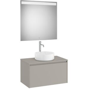 Ona Pack Meuble 1t+plan Pr Lav Centre+miroir 800 Gris Mat-Roca A851712510