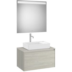 Ona Pack Meuble 1t+plan Pr Lav Centre+miroir 800 Chene Bl-Roca A851712512