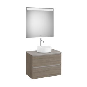 Ona Pack Meuble 2t+plan Pr Lav Centre+miroir 800 Orme Fonce-Roca A851716511