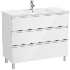 The Gap Unik 3t Lavabo Centre Slim 1000 Blanc Brillant/poignees Alu Brillantes - Roca A851853806