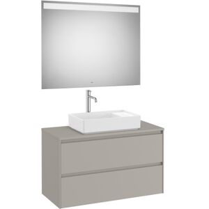 Ona Pack Meuble 2t + Plan + Miroir Eidos 1000mm Gris Mat-Roca A851718510