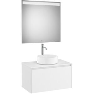 Ona Pack Meuble 1t+plan Pr Lav Centré+miroir 800 Blanc Mat-Roca A851712509 - Publicité