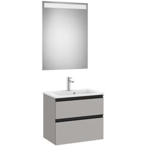 The Gap Pack Compact 2t (Unik+miroir) 600mm Gris Moyen Mat/poignees Noires - Roca A851526547