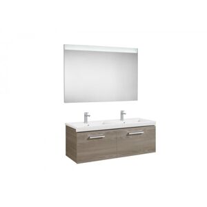 Pack Unik - Meuble 2 Tiroirs, Lavabo Double Et Miroir À Led 1200 Frene - Roca A855934321 - Publicité