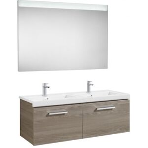 ROCA Pack Unik - Meuble 2 Tiroirs, Lavabo Double Et Miroir À Led 1200 Frene - Roca A855934321