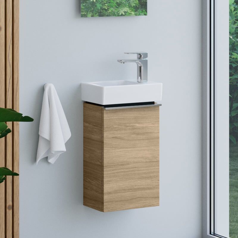 evineo ineo4 Meuble sous-vasque l : 33 cm, 1 porte gauche, avec poignée, pour lave-mains Avento de Villeroy & Boch,, BE0800OA,