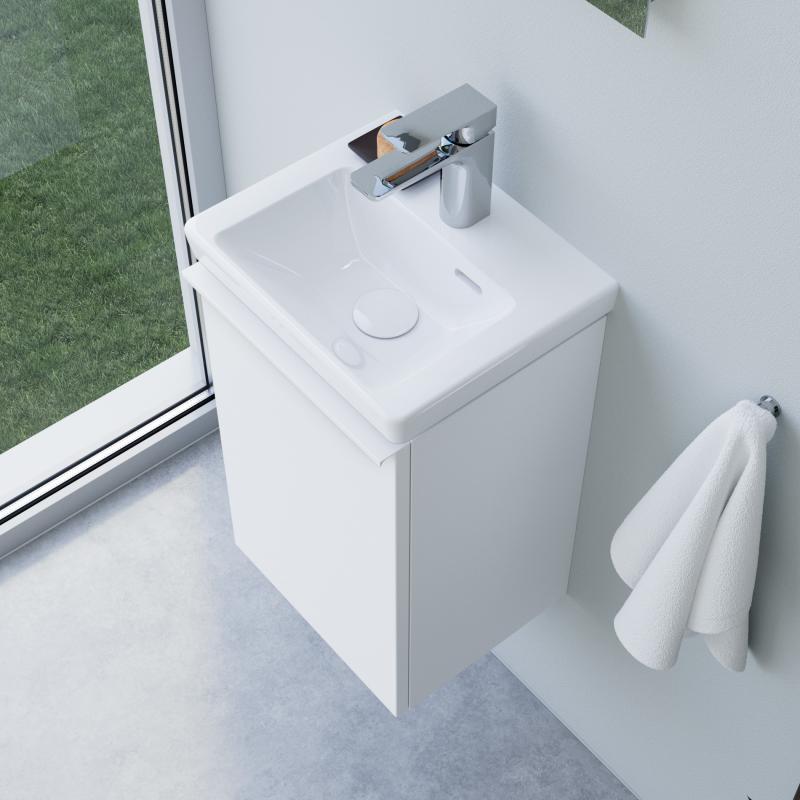 Villeroy & Boch Subway 3.0 Lave-mains, meuble sous-vasque ineo4 d?evineo l : 37 cm, 1 porte droite, avec poignée,, 43703701+BE0805WM,