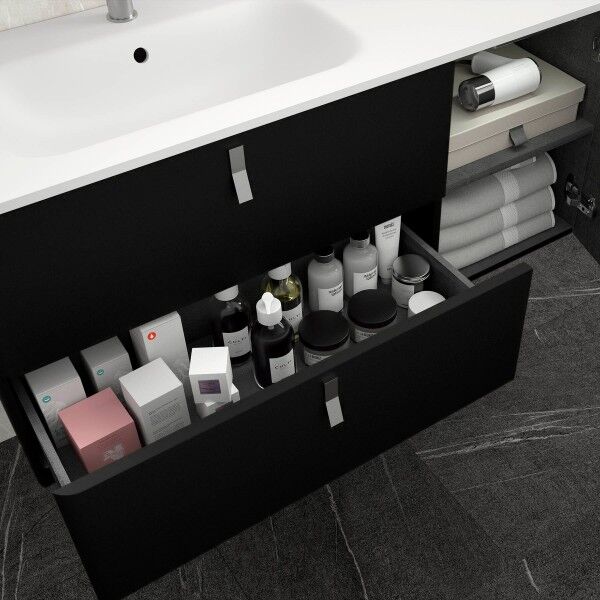 Meuble De Salle De Bains 1200 Droite Noir Mat Uniiq - Salgar 24633