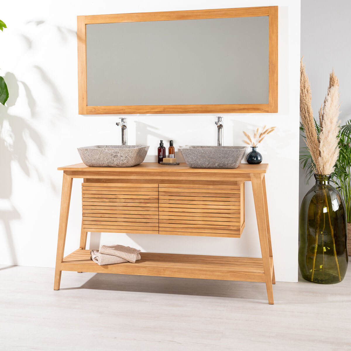 Wanda Collection Meuble en teck de salle de bain SCANDINAVE 140