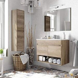 Mobile Sottolavello da Bagno 2 Ante 60x30x60 cm Grigio e Rovere