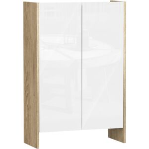 Homcom Armadietto 2 ante moderno, 2 parti di spazio interno, in legno, bianco color rovere, 60 x 25 x 90cm