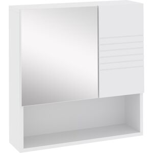 Kleankin Armadietto Specchiera Bagno, Mobiletto Bagno Pensile con Fissaggio a Muro, 54x15x55cm, Bianco