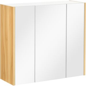 Kleankin Armadietto Specchiera Bagno a 3 Ante con Mensole Regolabili, 68x22x60cm, Bianco