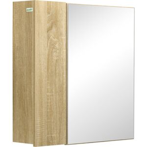 Kleankin Mobile da bagno con Specchio e 4 Ripiani interni, in truciolato, 60x15x60cm, color Legno