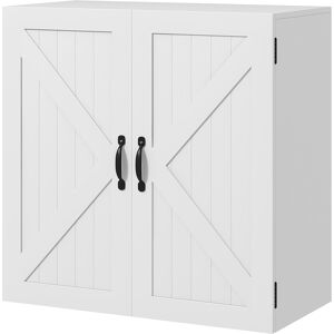 Kleankin Armadietto Pensile Bagno in Legno Stile Country con Ripiano Regolabile, 60x30x60cm, Bianco