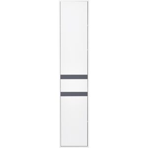 Homcom Colonna Bagno a 2 Armadietti con Ripiano Regolabile e Cassetto, in Truciolato, 35x31x172 cm, Bianco