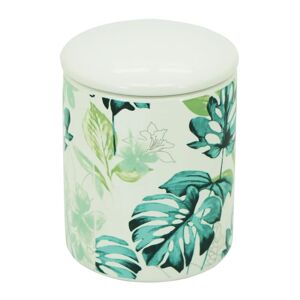 AQUASANIT Porta cotone Gardena barattolo con coperchio in ceramica bianco verde