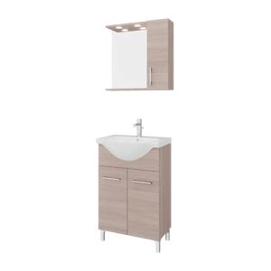 Leroy Merlin Mobile sottolavabo e lavabo con sifone Symoa legno naturale L 55 x H 81.5 x P 50.5 cm