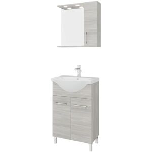 Leroy Merlin Mobile sottolavabo e lavabo con sifone Symoa legno grigio L 55 x H 81.5 x P 50.5 cm