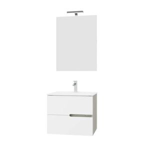 Leroy Merlin Mobile sottolavabo e lavabo con illuminazione Eva carcasa rovere grigio/frontale bianco L 61 x H 138 x P 47 cm