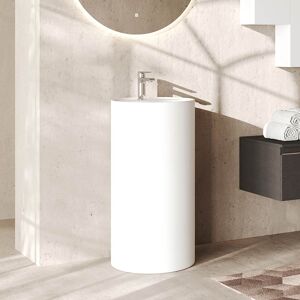 GENERICO Lavabo Freestanding Resina Bianco Opaco Totem Cm.45x85 Con Troppopieno Piletta E Specchio