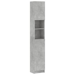 vidaXL Mobile da Bagno Grigio Cemento 32x25,5x190 cm Legno Multistrato