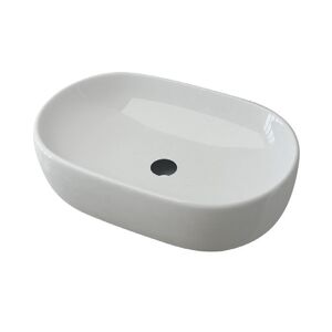 BH Lavabo da appoggio ovale ceramica bianco lucido 60 cm