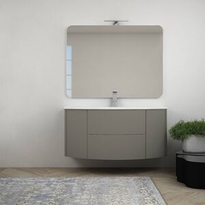 BH Mobile da bagno 120 cm grigio talpa sospeso con cassettoni soft close specchiera e lampada LED