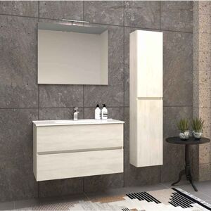 Arcdesign Selection Mobile per bagno sospeso 90 cm con colonna e specchio bianco larice