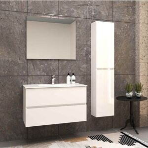 Arcdesign Selection Mobile da bagno con colonna e specchio sospeso 90 cm bianco lucido con colonna