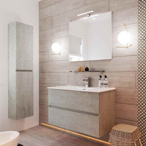 Arcdesign Selection Mobile per bagno con colonna e specchio 90 cm sospeso color cemento