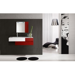 Arredo Casa Facile Mobile Bagno Pensile Rosso Da 100 Cm Completo