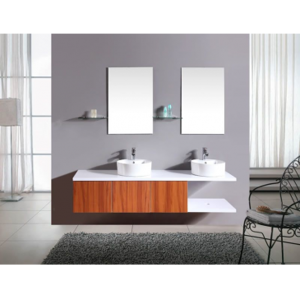 Arredo Casa Facile Mobile Bagno Pensile Marrone Da 180 Cm Completo Doppio Lavabo